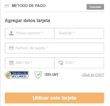 pago tarjeta datos